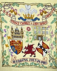 Vintage Royal Wedding July 29, 1981 Diana and Charles Tapestry Cross Stitch