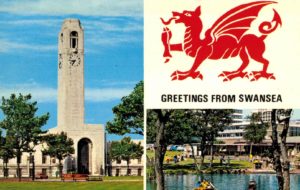 1960s Swansea Guildhall & Victoria Park postcard