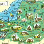 1969 Somerset Map Postcard – Illustrated County Landmarks