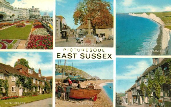1968 East Sussex Multiview Postcard – Seven Sisters, Rye, Hastings
