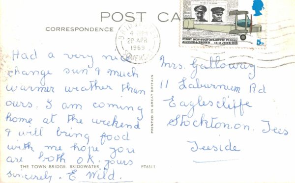 1969 Bridgwater Postcard – Town Bridge & Street Scene, Somerset