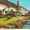 Croyde Village Postcard – Devon Thatched Cottage & Stream