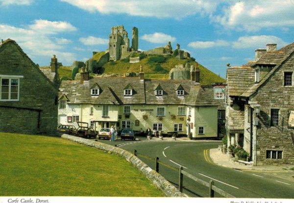 Corfe Castle Postcard – Dorset Village & Norman Ruins
