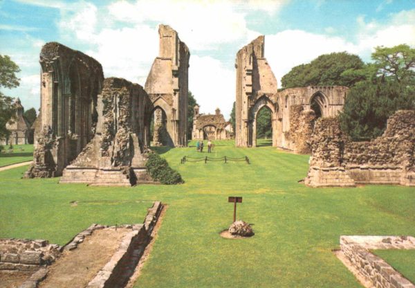 Glastonbury Abbey Postcard – Westward View of Ruins, Somerset
