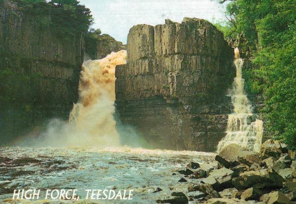 High Force Waterfall Teesdale Postcard by Salmon c1980s