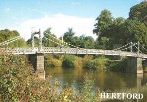 Victoria Footbridge Hereford Postcard by Alan Curtis c1990s
