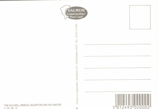 Old Mill Bridge Bourton-on-the-Water Postcard Salmon