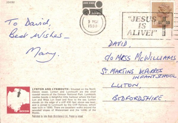 Lynton & Lynmouth Postcard – Valley of Rocks, John Hinde 1983
