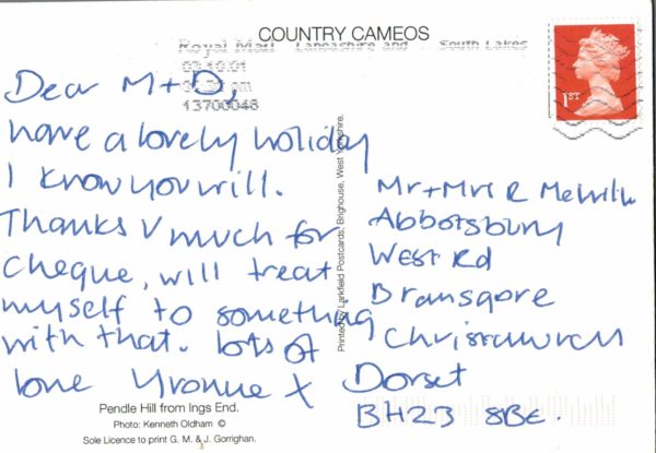 Pendle Hill Postcard – Country Cameos by Kenneth Oldham 2001