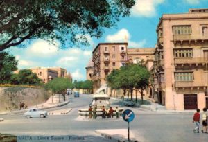 Lion’s Square Floriana Malta postcard Galea Zammit vintage