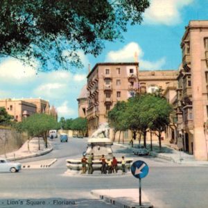 Lion’s Square Floriana Malta postcard Galea Zammit vintage
