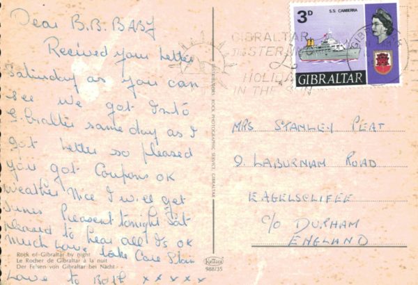 Rock of Gibraltar postcard night view Krüger vintage