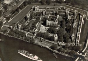 Tower of London Aerial View Postcard, 1956 Sepia RP