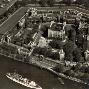 Tower of London Aerial View Postcard, 1956 Sepia RP