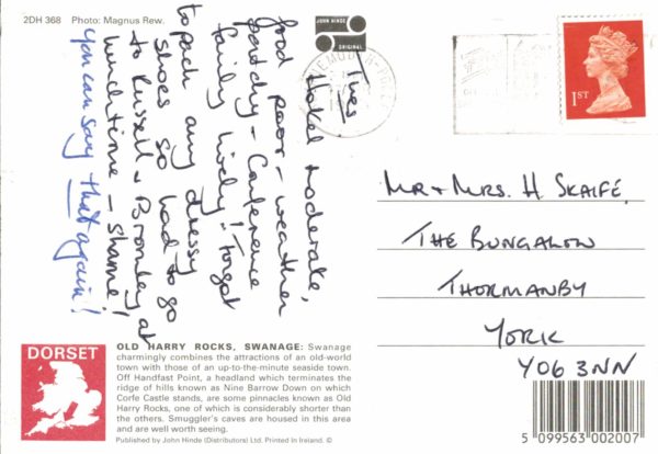 Old Harry Rocks Postcard – Swanage Dorset Coastline (1993 Postmark)