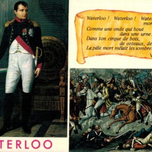 Waterloo Battle Postcard – Napoleon, Victor Hugo, Cavalry Scene
