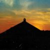 Waterloo Lion Mound Postcard – Battlefield Sunset Silhouette