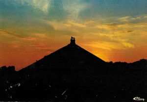 Waterloo Lion Mound Postcard – Battlefield Sunset Silhouette