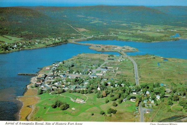 Aerial View Postcard of Annapolis Royal & Fort Anne, Nova Scotia
