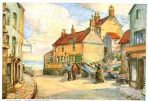 Robin Hood’s Bay Dock Postcard – Harold Todd Sketch