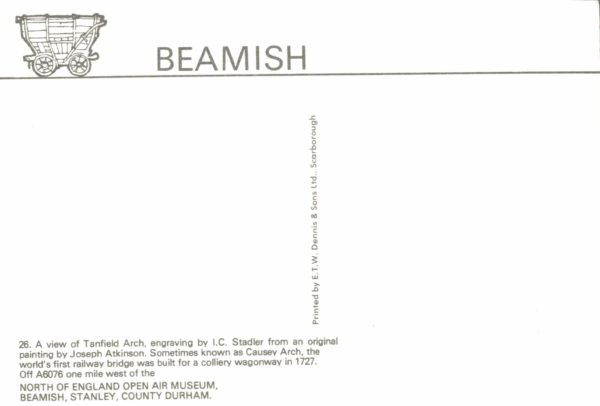 Tanfield Arch Postcard – Beamish Causey Arch Engraving