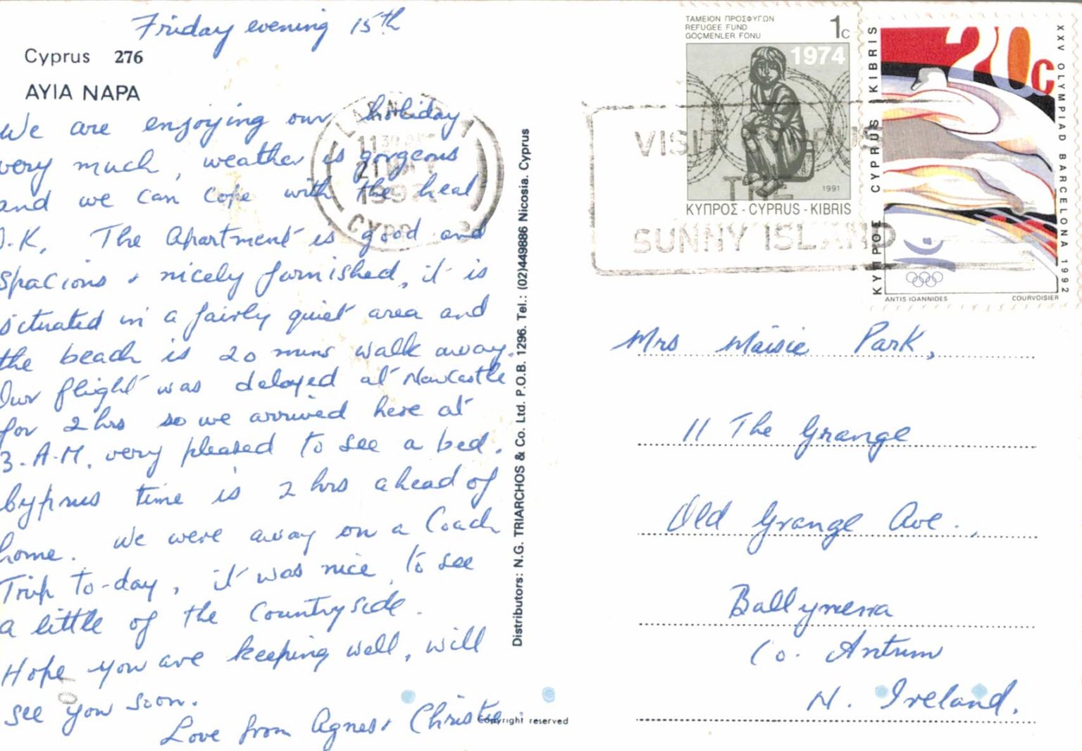 Ayia Napa Cyprus Postcard – 1992 Multiview Beach Scenes - British & Far ...