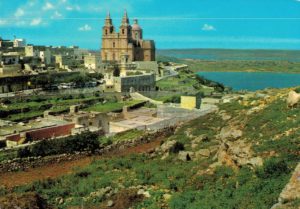 Mellieha Malta Parish Church View Vintage Postcard
