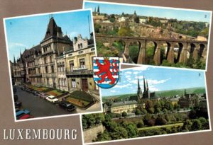 Luxembourg City Vintage Postcard Palais Viaduct Cathedral