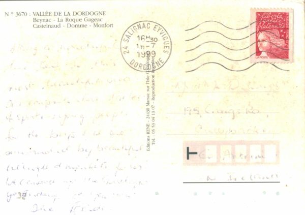 Vallee De La Dordogne Postcard 1999 Beynac Domme Monfort