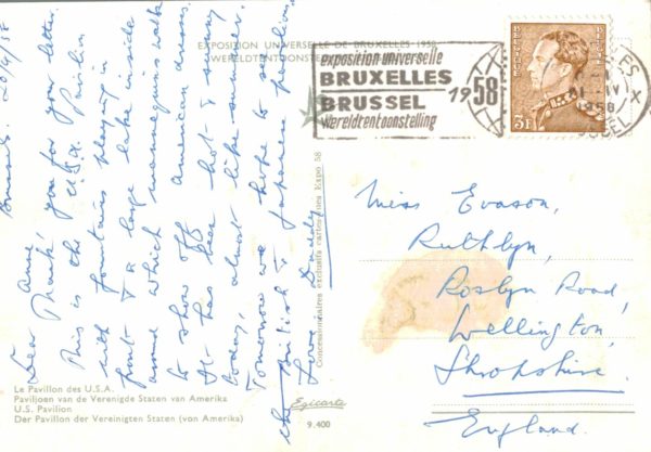 Brussels Expo 58 U.S. Pavilion Postcard 1958 Posted