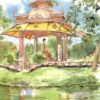 Bouddha Park New Delhi Postcard 1996 Bayle Watercolour