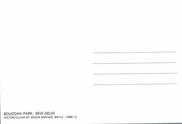 Bouddha Park New Delhi Postcard 1996 Bayle Watercolour