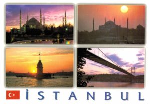 Istanbul Multi-View Postcard – Sultanahmet, Ayasofya, Kız Kulesi, Bridge