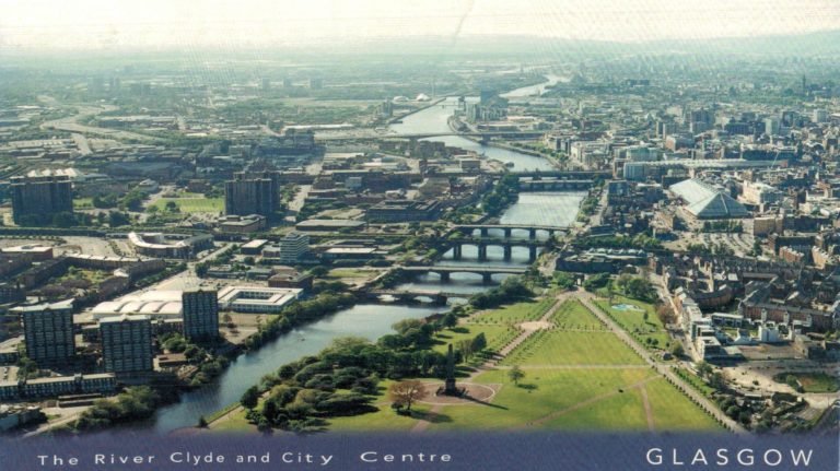 Glasgow Green & River Clyde City View Postcard by Colin Baxter