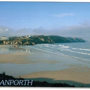 Perranporth Cornwall Beach Postcard by Bob Croxford