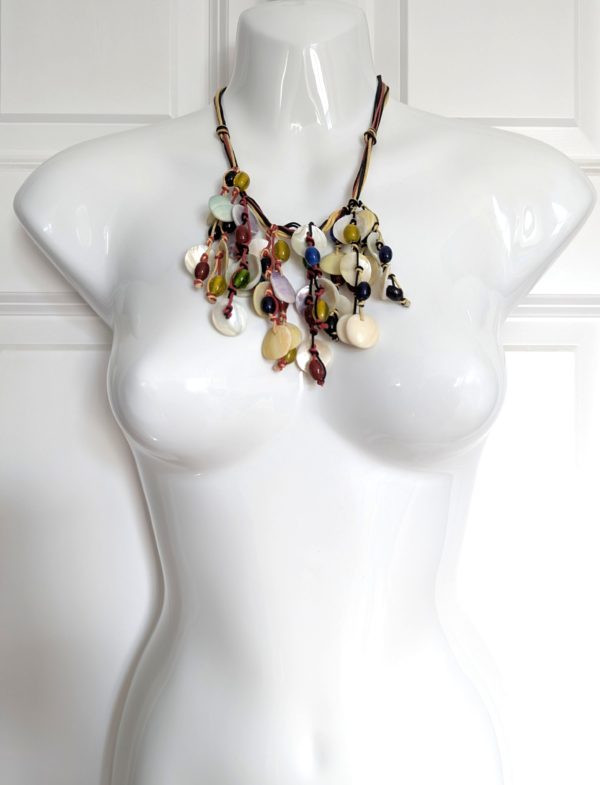 Vintage Multicolour Shell Dangle Necklace – Festival Boho Style