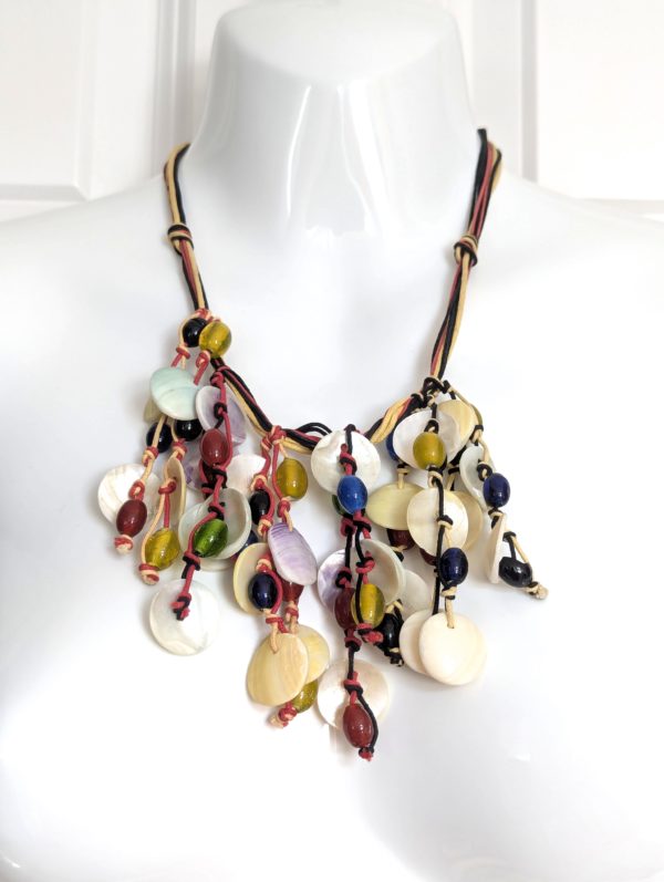 Vintage Multicolour Shell Dangle Necklace – Festival Boho Style