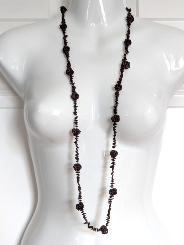Vintage Hawaiian Kukui Nut Lei Necklace – Deep Brown Polished Finish