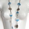 Mid-Century Brutalist Necklace With Blue Lucite & Tribal Faces