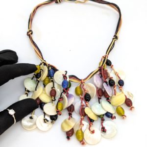 Vintage Multicolour Shell Dangle Necklace – Festival Boho Style