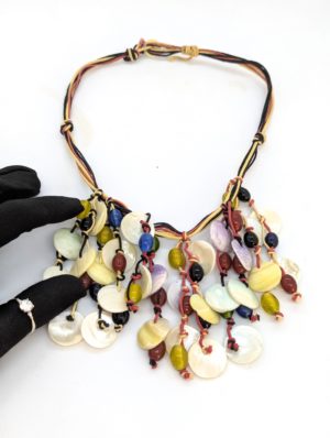 Vintage Multicolour Shell Dangle Necklace – Festival Boho Style