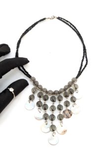 Vintage Shell & Bead Fringe Necklace – Mother of Pearl Accents