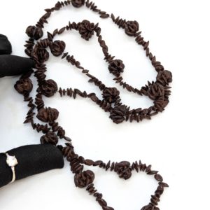 Vintage Hawaiian Kukui Nut Lei Necklace – Deep Brown Polished Finish