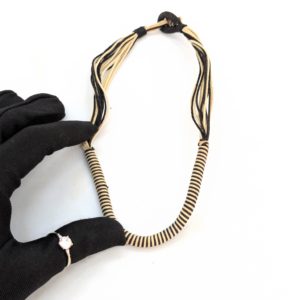 Vintage Black & Cream Tribal Cord Necklace