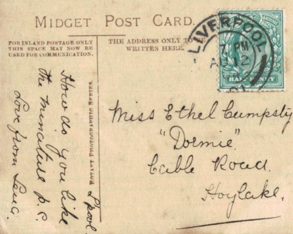 Edwardian Midget Postcard – Miss Millie Legarde, 1904