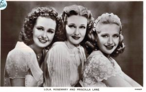 Lane Sisters Postcard – Lola, Rosemary & Priscilla, Warner Bros