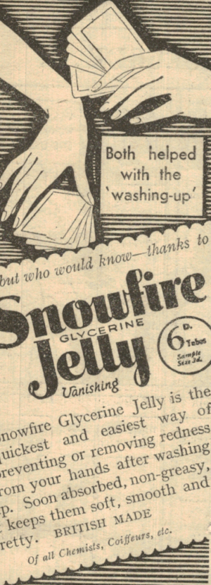 1934 Snowfire Jelly Vanishing Cream Ad – Woman’s Weekly