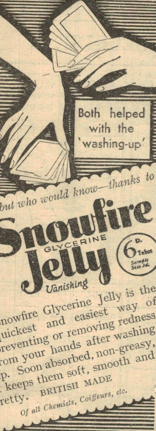 1934 Snowfire Jelly Vanishing Cream Ad – Woman’s Weekly