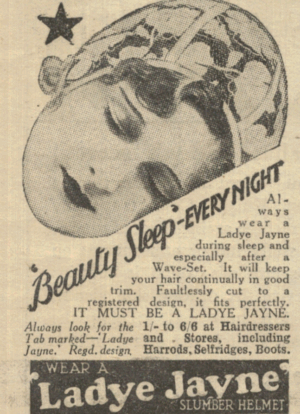 1934 Ladye Jayne Slumber Helmet Ad – Woman’s Weekly