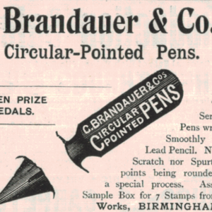 1900 Brandauer Circular-Pointed Pens Ad – Birmingham